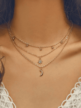 Multi-Layer Rhinestone Star Moon Decor Necklace