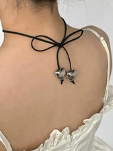 Heart Charm Necklace with Lace-Up Knot