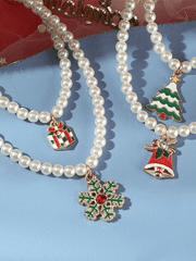 Faux Pearl Christmas Necklace