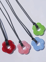 Hollow Flower Pendant Rope Necklace