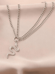Double layer necklace with snake pendant