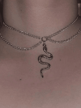 Double layer necklace with snake pendant