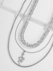 Multilayer necklace with snake decoration