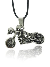 Vintage motorcycle skull necklace for men