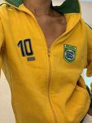 Jacke mit Kragen und Stickerei in Farbblock-Optik