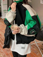 Collegejacke mit Reißverschluss und Farbblockdesign