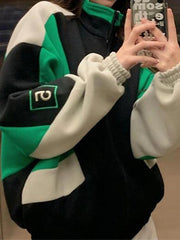 Collegejacke mit Reißverschluss und Farbblockdesign