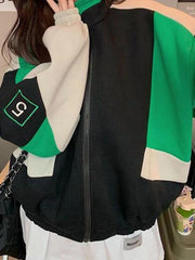 Collegejacke mit Reißverschluss und Farbblockdesign