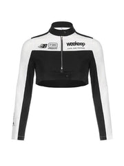 Kurze Jacke mit Kragen und Print in Kontrastfarbe