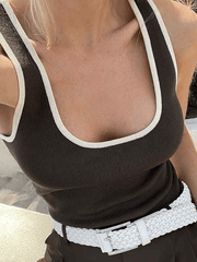 Tanktop mit U-Ausschnitt in Kontrastfarbe