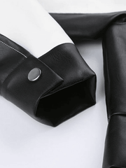 Kurze Motorradjacke aus kontrastierendem PU-Leder