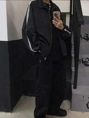 Jacke mit Reißverschluss und Kontraststreifen