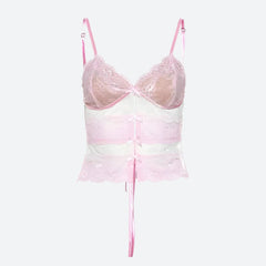 Rückenfreies Spitzentop mit Coquette-Schleife