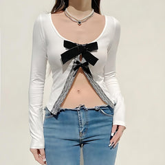 Coquette Top mit offener Vorderseite und Schleife