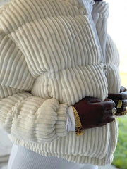 Gerippte Cordjacke mit hohem Kragen und Reißverschluss