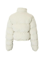 Gerippte Cordjacke mit hohem Kragen und Reißverschluss