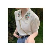 Cottagecore-Kragenoberteil