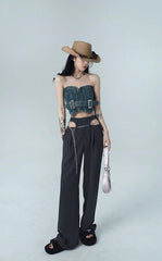 Kurzes Jeans-Tube-Top im Cowgirl-Stil