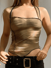 Asymmetrisches Tanktop aus Netzstoff mit überkreuztem Rücken