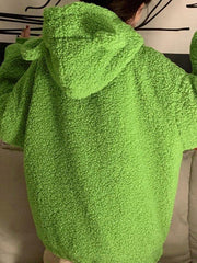 Süße Fleecejacke mit Kapuze und Reißverschluss