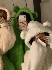 Süße Fleecejacke mit Kapuze und Reißverschluss