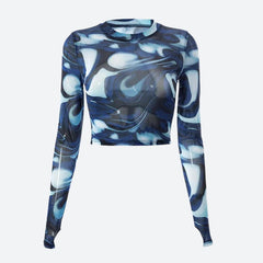 Cyberpunk Blaues Aura Transparentes Top