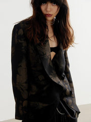 Dunkel geblümter, asymmetrischer Blazer