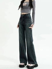 Dunkel verwaschene Jeans mit geradem Bein