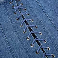 Trägerloses Korsett-Top aus Denim