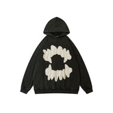 Kapuzenpullover mit Teufelszähne-Stickerei