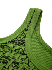 Kurzes Tanktop mit Draft Face-Print