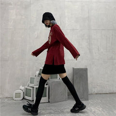 Hemd mit Stehkragen und Drachenstickerei