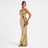 Dress Swing Collar Backless Lace Up Slim Fit Patchwork Sheath