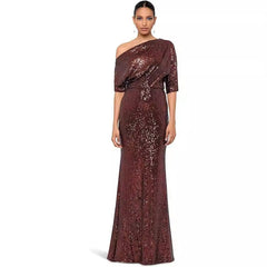 Paillettenkleid mit schräger Schulterpartie