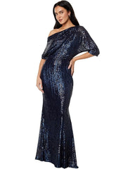Paillettenkleid mit schräger Schulterpartie