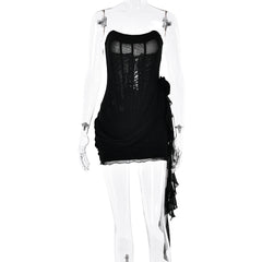 Dress Tube Top See Through Sleeveless Short Tight Dress