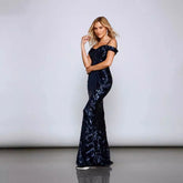 Elegant Ladies Sequined Fishtail Maxi Dress Business Dress