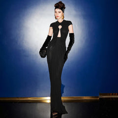 Elegantes langes Netzkleid im Retro-Stil für Dinnerpartys