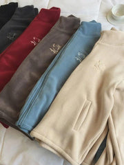 Fleecejacke mit Reißverschluss und Stickerei