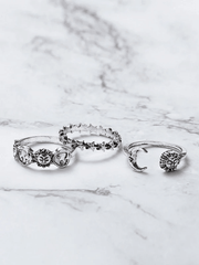 Vintage Sonne Mond Stern Ring Set