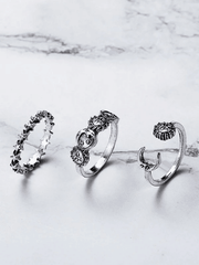Vintage Sonne Mond Stern Ring Set
