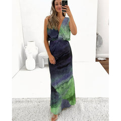 Rückenfreies Schlitzkleid, lockeres Urlaubskleid