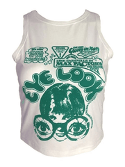 Kurzes Tanktop mit Eye Look-Grafik