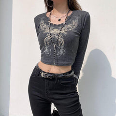 Fairy Grunge Schmetterling Crop Top