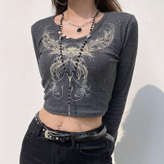 Fairy Grunge Schmetterling Crop Top