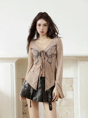 Fairy Grunge Butterfly Offenes Oberteil