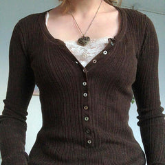 Fairy Grunge Top mit Knopfleiste vorne