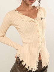 Fairy Grunge Cord-Cardigan im Used-Look