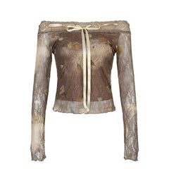 Fairy Grunge Floral Off Shoulder Spitzentop