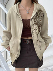 Fairy Grunge Floral Reißverschluss Hoodie